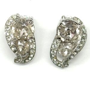 Eisenberg Ice Rhinestone Silver-tone Ear Climber Clip on Earrings Estate